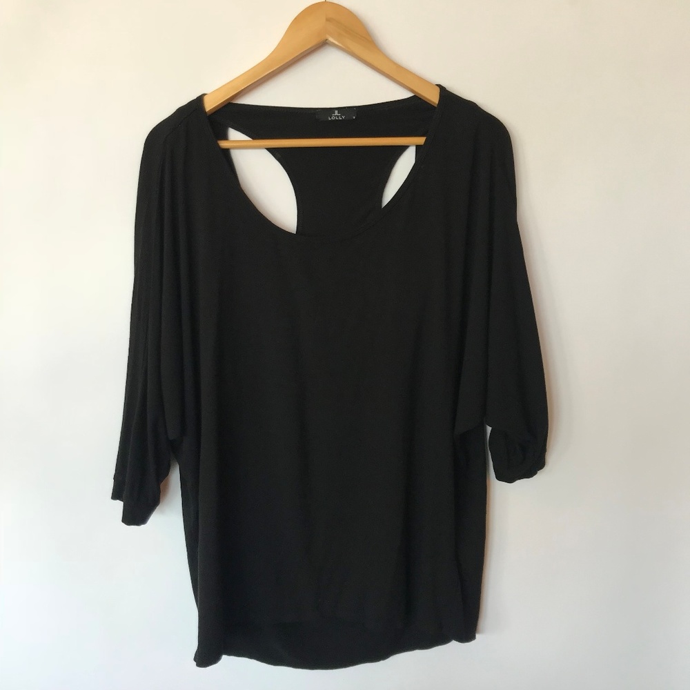 Black Rayon/Span Racerback - Peep Back Bralette- S